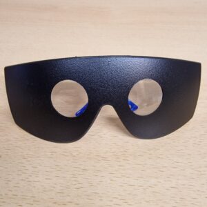 Visual Impairment training tools by Visual Impairment North East. This simulation spectacle allows the user to emulate complete loss of visual field.