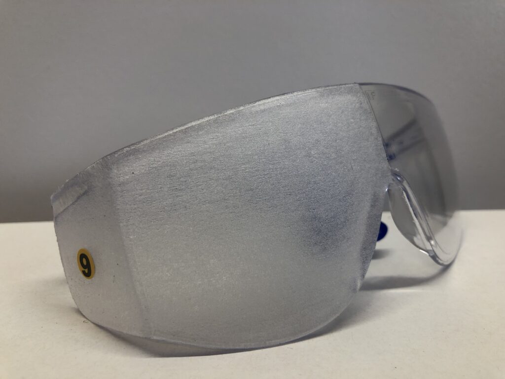 Visual Impairment training tools by Visual Impairment North East. This simulation spectacle allows the user to emulate sight loss caused by loss of binocular vision.