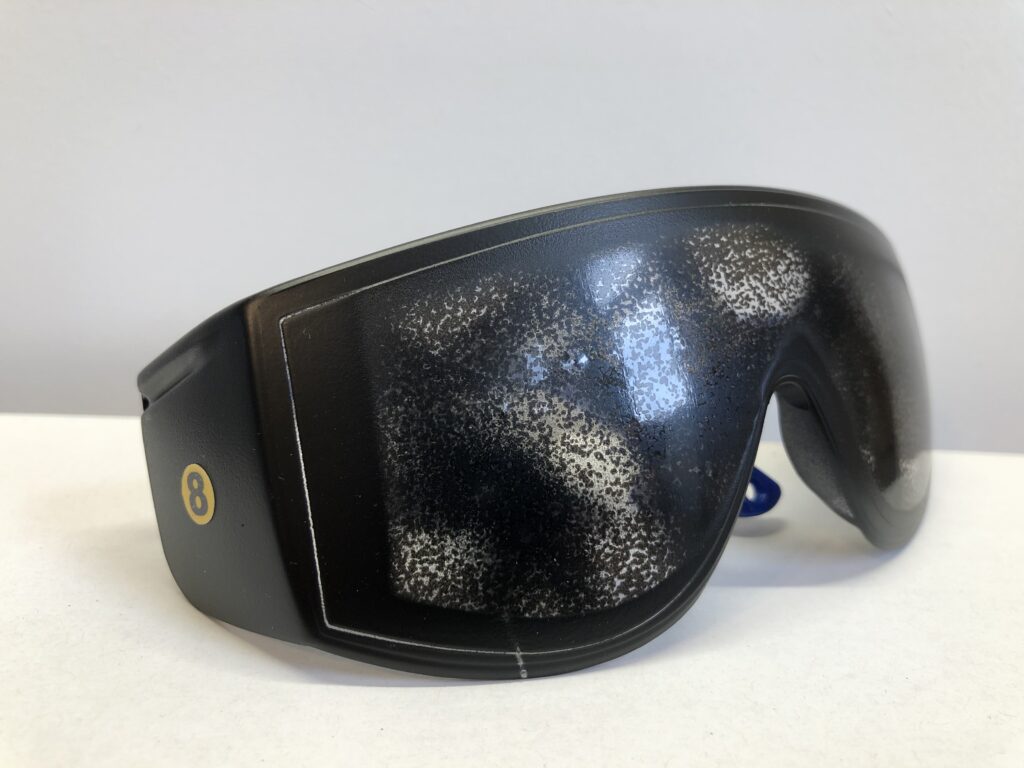 Visual Impairment training tools by Visual Impairment North East. This simulation spectacle allows the user to emulate sight loss caused by retinal degeneration.