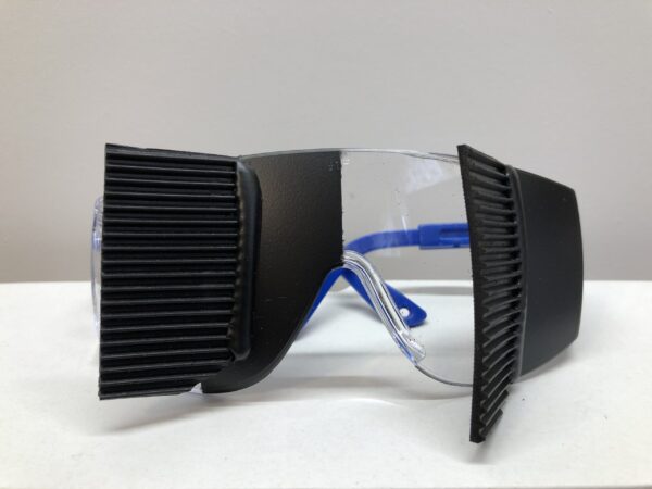 Visual Impairment training tools by Visual Impairment North East. This simulation spectacle allows the user to emulate sight loss from left side loss of vision.